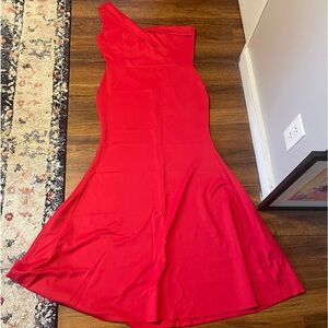 3 red dresses - strapless or one shoulder